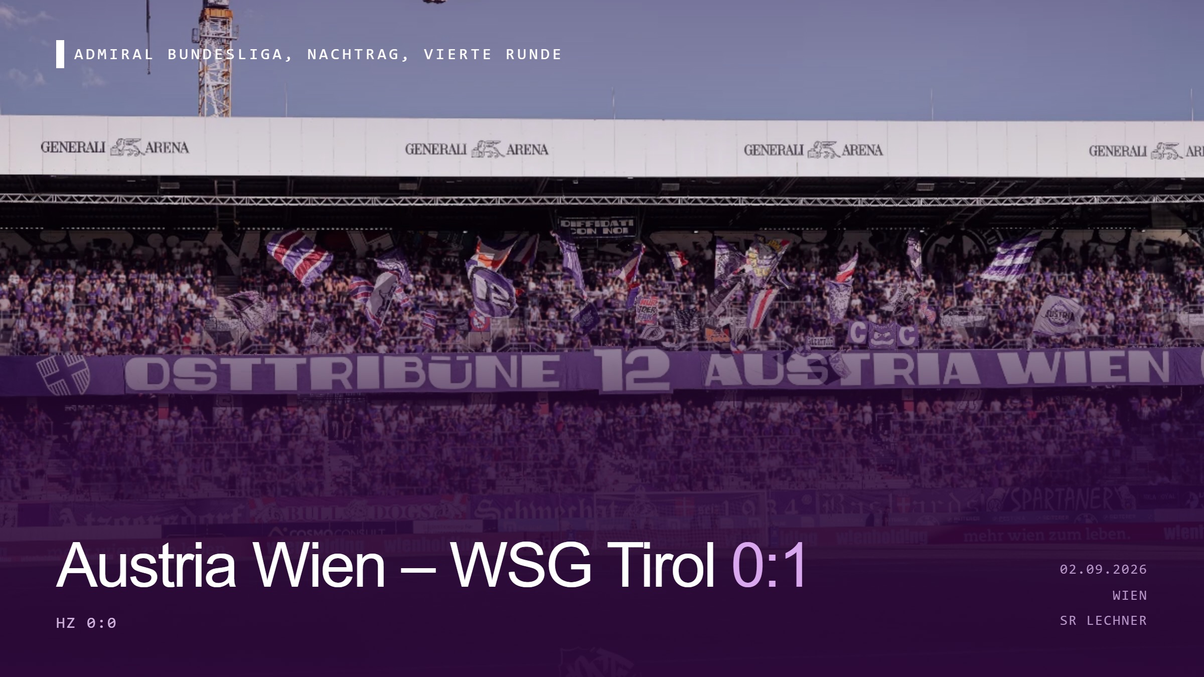 04. Runde: Austria Wien – WSG Tirol 0:1 (0:0), Saison 26/27
