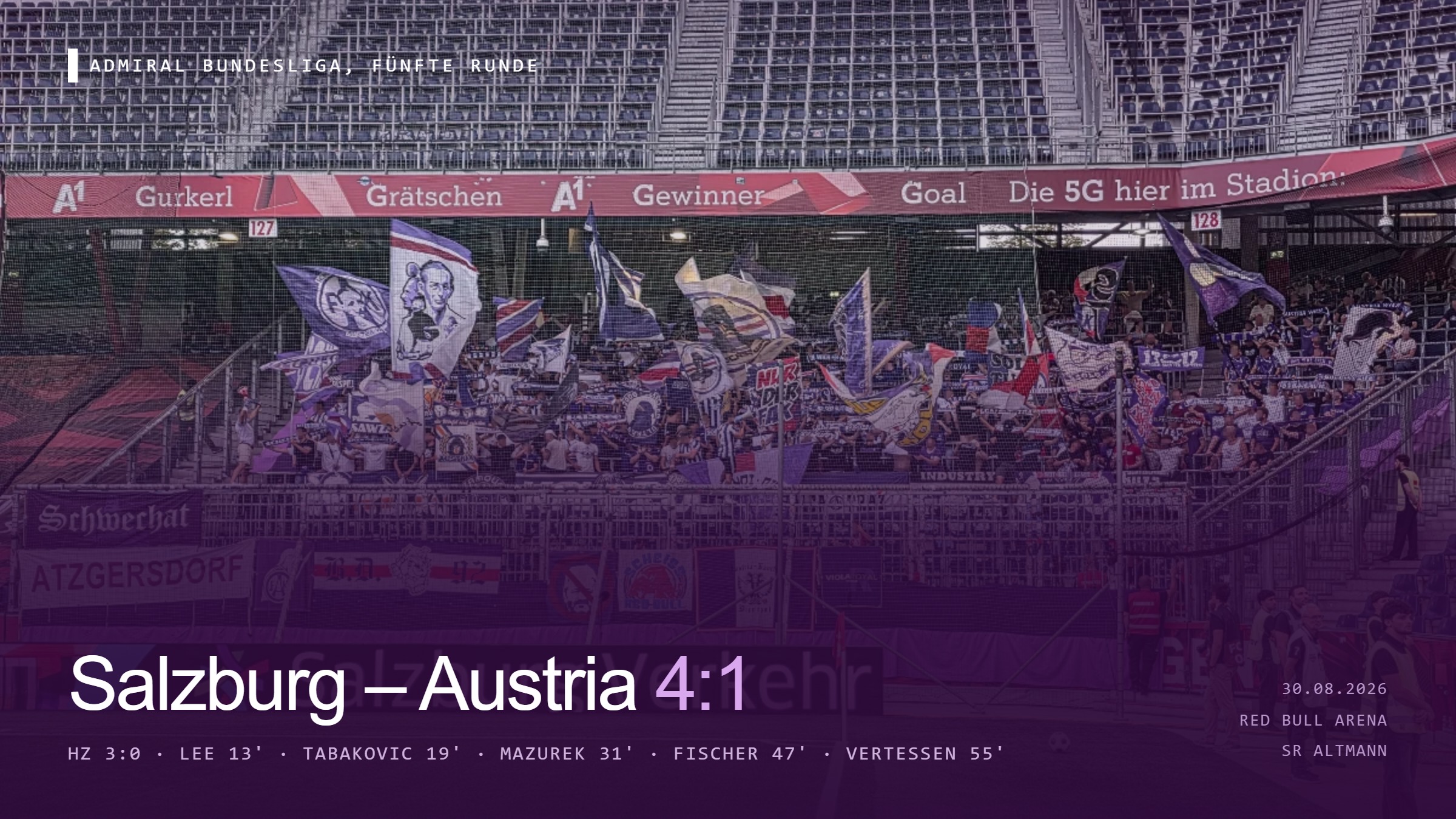 05. Runde: Salzburg – Austria 4:1 (3:0), Saison 26/27